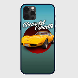 Чехол для iPhone 12 Pro Классический спорткар Chevrolet Corvette Stingray, цвет: 3D-черный