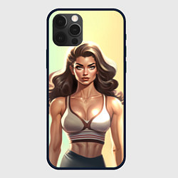 Чехол для iPhone 12 Pro Fitness girl sport, цвет: 3D-черный