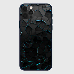 Чехол для iPhone 12 Pro Плиты с синей неоновой подсветкой, цвет: 3D-черный
