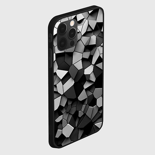 Чехол iPhone 12 Pro Серые стальные плиты / 3D-Черный – фото 2
