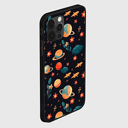 Чехол для iPhone 12 Pro Космос, звезды и цветы, цвет: 3D-черный — фото 2