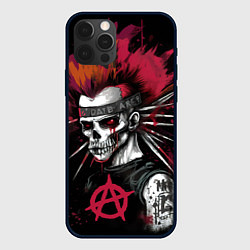Чехол для iPhone 12 Pro Скелет панк анархист, цвет: 3D-черный