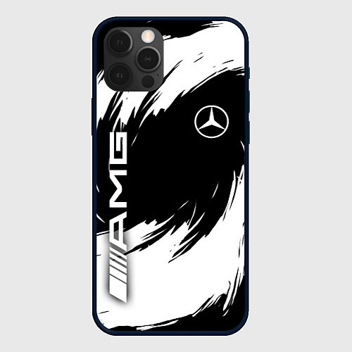 Чехол iPhone 12 Pro Mercedes benz - white color / 3D-Черный – фото 1