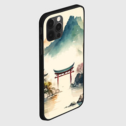 Чехол для iPhone 12 Pro Японский пейзаж - акварель, цвет: 3D-черный — фото 2