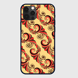 Чехол для iPhone 12 Pro Винтажный растительный орнамент, цвет: 3D-черный