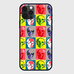 Чехол для iPhone 12 Pro Черепа в паттерне, цвет: 3D-черный
