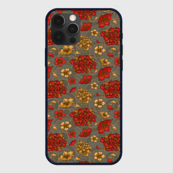 Чехол для iPhone 12 Pro Японские цветы-пионы, цвет: 3D-черный