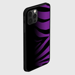 Чехол для iPhone 12 Pro Фиолетовый с черными полосками зебры, цвет: 3D-черный — фото 2