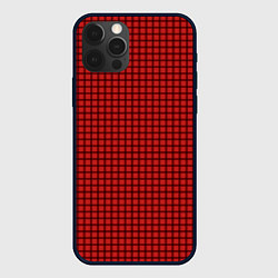 Чехол для iPhone 12 Pro Мелкая красная клетка, цвет: 3D-черный