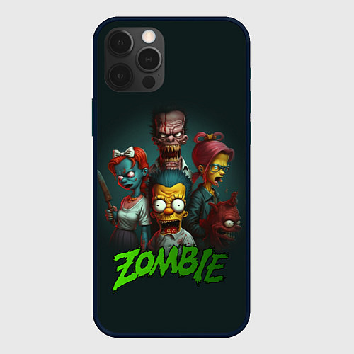 Чехол iPhone 12 Pro Симпсоны зомби / 3D-Черный – фото 1