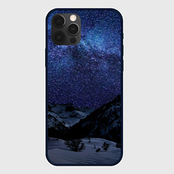 Чехол для iPhone 12 Pro Снежные горы и космос, цвет: 3D-черный