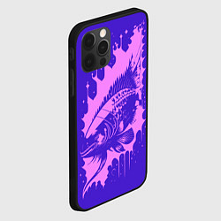 Чехол для iPhone 12 Pro Абстрактная розовая рыба и чернильные пятна, цвет: 3D-черный — фото 2