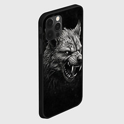 Чехол для iPhone 12 Pro Волк - grunge style, цвет: 3D-черный — фото 2