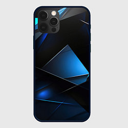 Чехол для iPhone 12 Pro Blue black texture, цвет: 3D-черный