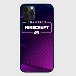 Чехол для iPhone 12 Pro Minecraft gaming champion: рамка с лого и джойстик, цвет: 3D-черный