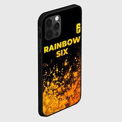 Чехол для iPhone 12 Pro Rainbow Six - gold gradient: символ сверху, цвет: 3D-черный — фото 2