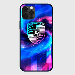 Чехол для iPhone 12 Pro Porsche неоновый космос, цвет: 3D-черный