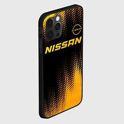 Чехол для iPhone 12 Pro Nissan - gold gradient: символ сверху, цвет: 3D-черный — фото 2
