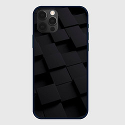 Чехол для iPhone 12 Pro Чёрные геометрические блоки, цвет: 3D-черный