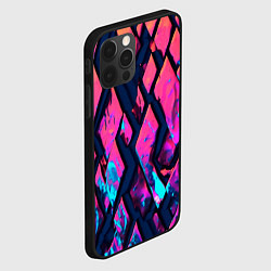Чехол для iPhone 12 Pro Розово-голубые соты и разломы, цвет: 3D-черный — фото 2