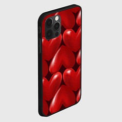 Чехол для iPhone 12 Pro Red hearts, цвет: 3D-черный — фото 2