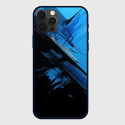 Чехол для iPhone 12 Pro Черно-синяя краска, цвет: 3D-черный