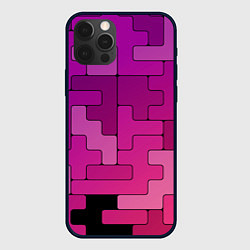 Чехол для iPhone 12 Pro Фиолетовые текстуры, цвет: 3D-черный