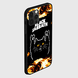 Чехол для iPhone 12 Pro Black Sabbath рок кот и огонь, цвет: 3D-черный — фото 2