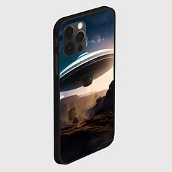 Чехол для iPhone 12 Pro НЛО над горами, цвет: 3D-черный — фото 2