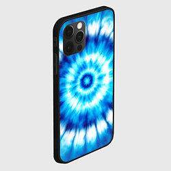 Чехол для iPhone 12 Pro Тай-дай бело-синий круг, цвет: 3D-черный — фото 2