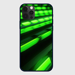 Чехол для iPhone 12 Pro Green neon abstract, цвет: 3D-черный