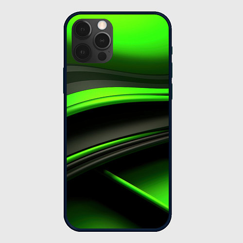 Чехол iPhone 12 Pro Black green textureпоп / 3D-Черный – фото 1
