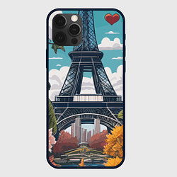 Чехол для iPhone 12 Pro Эйфелева башня в цветах, цвет: 3D-черный