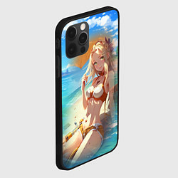 Чехол для iPhone 12 Pro Девушка загарает на пляже, цвет: 3D-черный — фото 2