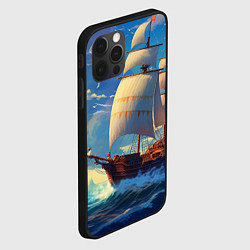 Чехол для iPhone 12 Pro Парусник в море, цвет: 3D-черный — фото 2