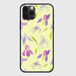 Чехол для iPhone 12 Pro Фиолетовые лилии, цвет: 3D-черный