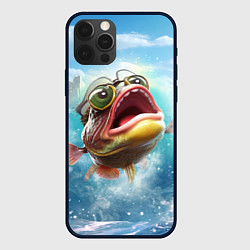 Чехол для iPhone 12 Pro Карп выпрыгивающий из воды, цвет: 3D-черный