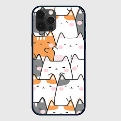 Чехол для iPhone 12 Pro Семья котиков, цвет: 3D-черный