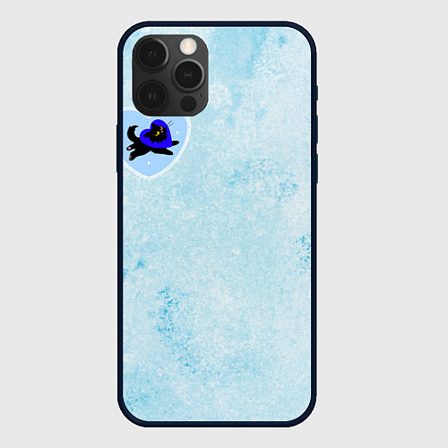 Чехол iPhone 12 Pro Ледяное сердце и кошка любви / 3D-Черный – фото 1
