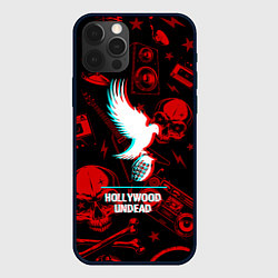 Чехол для iPhone 12 Pro Hollywood Undead rock glitch, цвет: 3D-черный