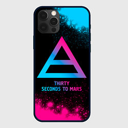 Чехол для iPhone 12 Pro Thirty Seconds to Mars - neon gradient, цвет: 3D-черный