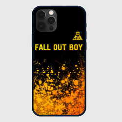 Чехол для iPhone 12 Pro Fall Out Boy - gold gradient: символ сверху, цвет: 3D-черный