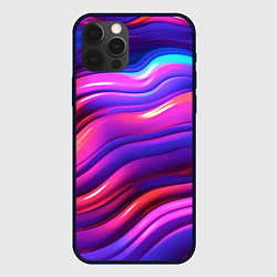 Чехол для iPhone 12 Pro Неоновые волны, цвет: 3D-черный