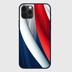 Чехол для iPhone 12 Pro Белая синяя красная абстракция, цвет: 3D-черный
