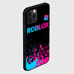 Чехол для iPhone 12 Pro Roblox - neon gradient: символ сверху, цвет: 3D-черный — фото 2