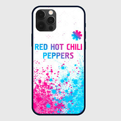 Чехол для iPhone 12 Pro Red Hot Chili Peppers neon gradient style: символ, цвет: 3D-черный