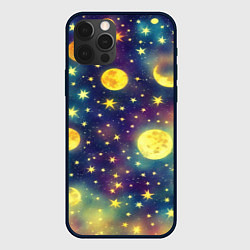 Чехол для iPhone 12 Pro Космос, Луна и Солнце, цвет: 3D-черный