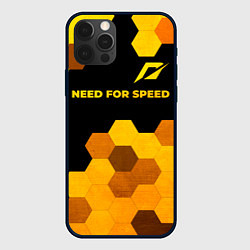 Чехол для iPhone 12 Pro Need for Speed - gold gradient: символ сверху, цвет: 3D-черный