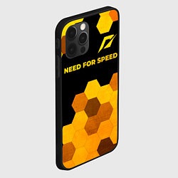 Чехол для iPhone 12 Pro Need for Speed - gold gradient: символ сверху, цвет: 3D-черный — фото 2