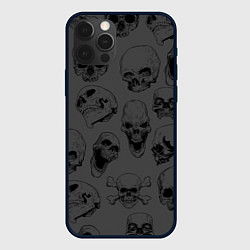 Чехол для iPhone 12 Pro Раскиданные черепа, цвет: 3D-черный